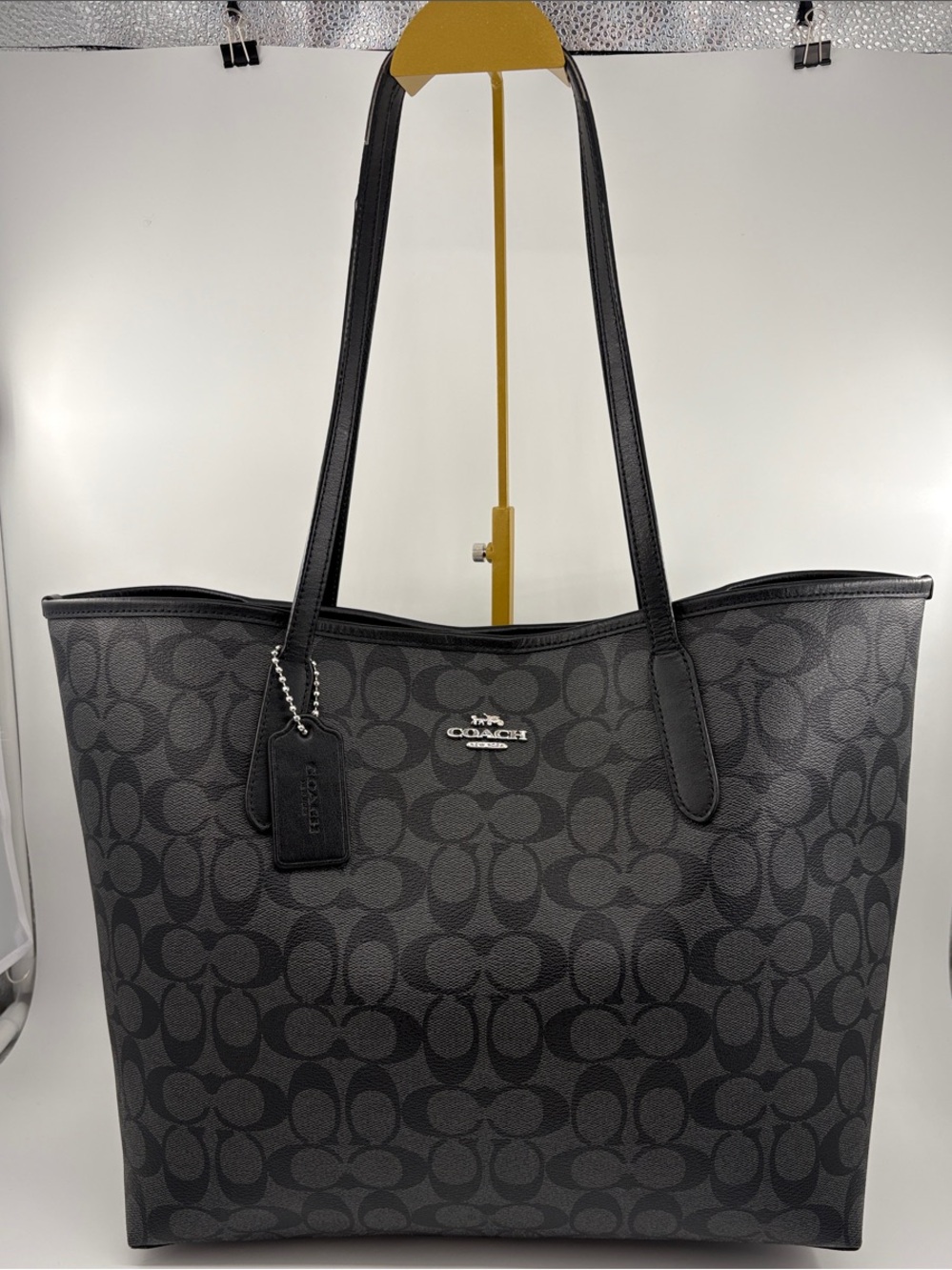 Coach Charcoal/Black Signature Tote